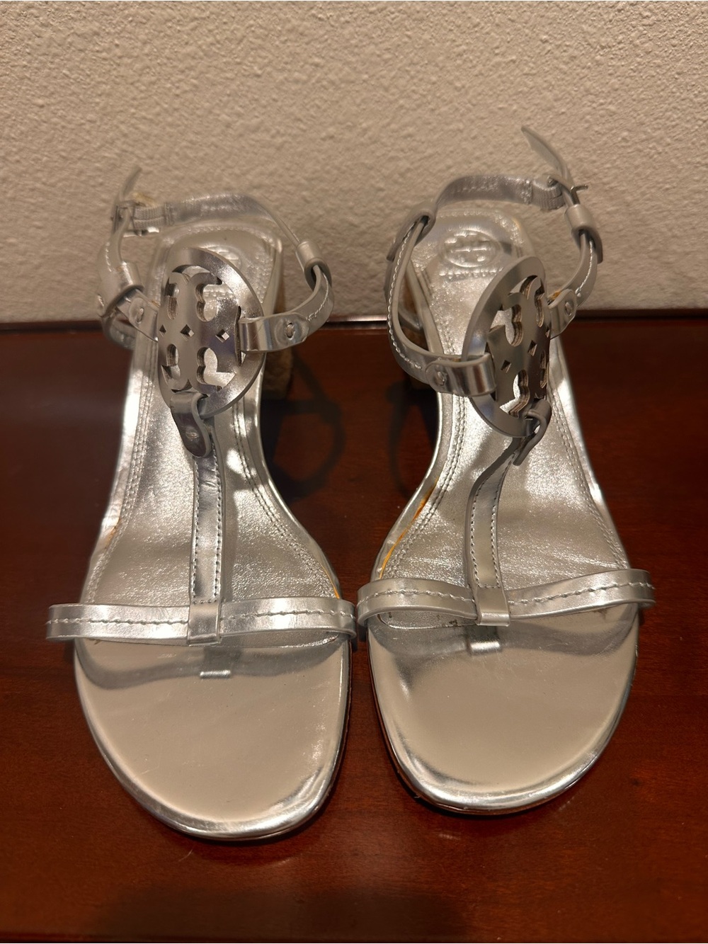 Silver Tory Burch heels